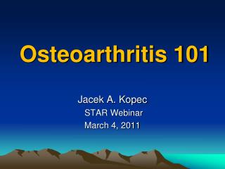 Osteoarthritis 101