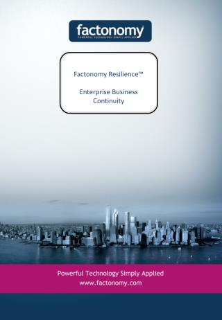 Factonomy Resilience™ Enterprise Business Continuity