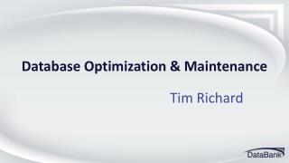 Database Optimization &amp; Maintenance