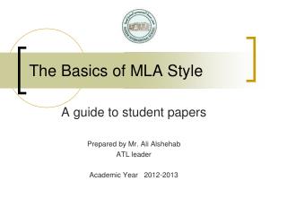 The Basics of MLA Style
