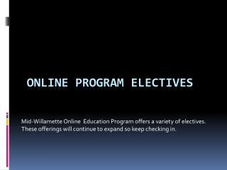 Online Program Electives