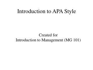 Introduction to APA Style