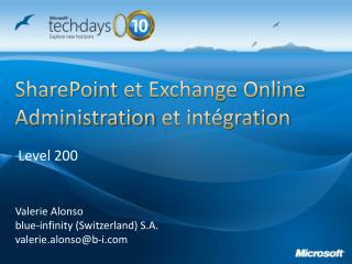 SharePoint et Exchange Online Administration et intégration