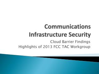 Communications Infrastructure Security