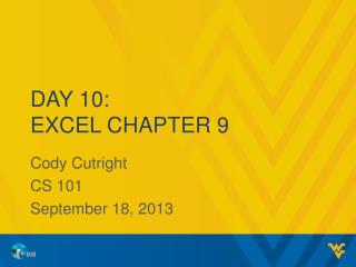 Day 10: Excel Chapter 9