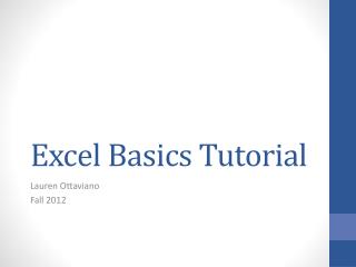 Excel Basics Tutorial