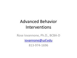 Advanced Behavior Interventions