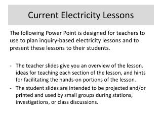 Current Electricity Lessons