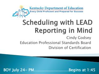 Scheduling with LEAD Reporting in Mind