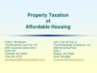 Property Taxation of Affordable Housing