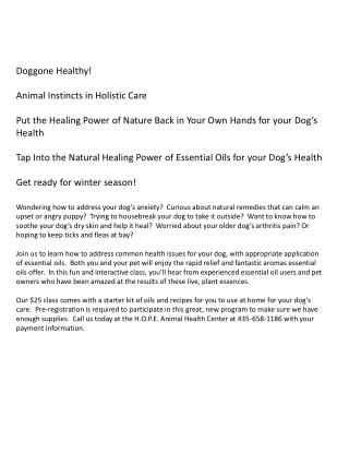 Doggone Healthy! Animal Instincts in Holistic Care Put the Healing Power of Nature Back in Your Own Hands for your Dog