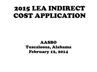 2015 LEA INDIRECT COST APPLICATION