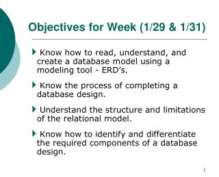 Objectives for Week (1/29 &amp; 1/31)