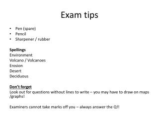 Exam tips