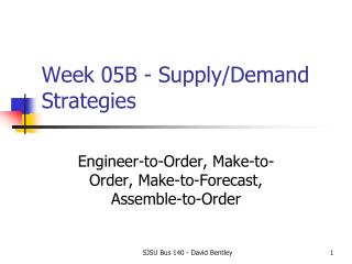 Week 05B - Supply/Demand Strategies