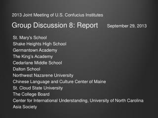 2013 Joint Meeting of U.S. Confucius Institutes