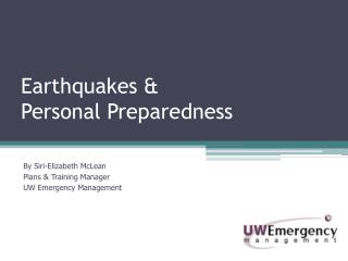 Earthquakes &amp; Personal Preparedness