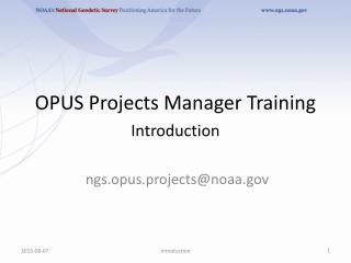 OPUS Projects Manager Training