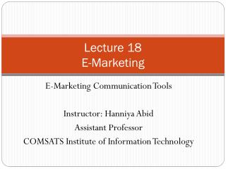 Lecture 18 E-Marketing