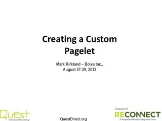 Creating a Custom Pagelet