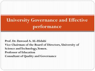 University Governance and Effective performance