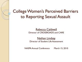 College Women’s Perceived Barriers to Reporting Sexual Assault