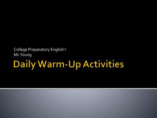 Daily Warm-Up Activities