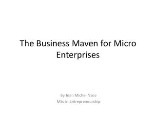 The Business Maven for Micro Enterprises