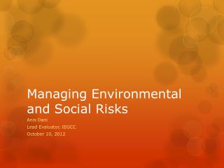 Managing Environmental and Social Risks