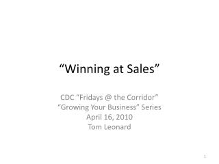 “Winning at Sales”