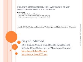 Project Management, PMI Approach (PMP) Project Human Resource Management