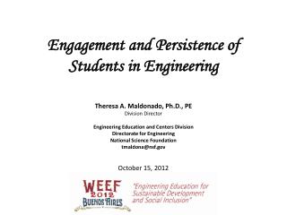 Engagement and Persistence of Students in Engineering