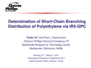 Determination of Short-Chain Branching Distribution of Polyethylene via IR5-GPC