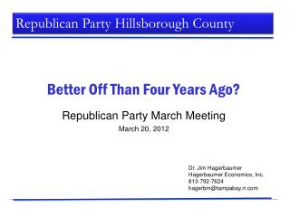 Republican Party March Meeting March 20, 2012