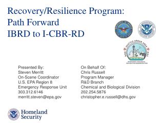 Recovery/Resilience Program: Path Forward IBRD to I-CBR-RD