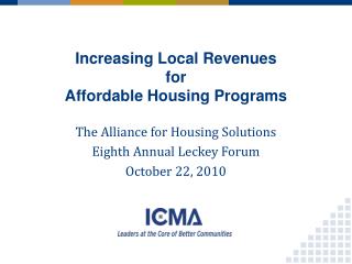 Increasing Local Revenues for Affordable Housing Programs