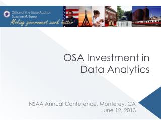OSA Investment in Data Analytics