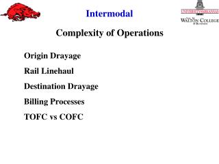 Origin Drayage Rail Linehaul Destination Drayage Billing Processes TOFC vs COFC