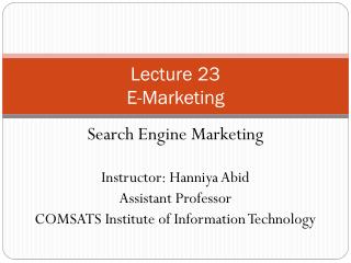 Lecture 23 E-Marketing