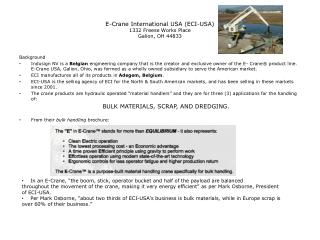 E-Crane International USA (ECI-USA) 1332 Freese Works Place Galion, OH 44833