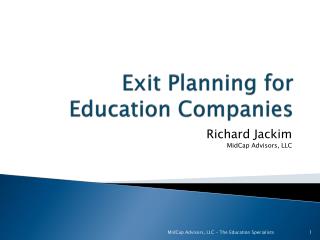 Exit Planning for Education Companies
