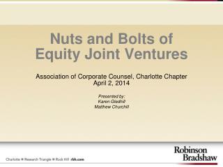 Nuts and Bolts of Equity Joint Ventures