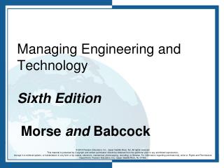 Managing Engineering and Technology Sixth Edition Morse and Babcock