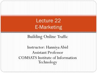 Lecture 22 E-Marketing