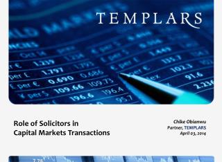 Role of Solicitors in Capital Markets Transactions
