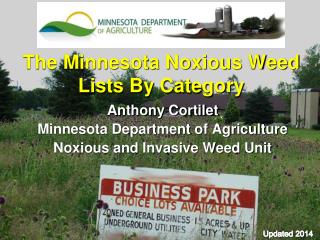 The Minnesota Noxious Weed Lists By Category