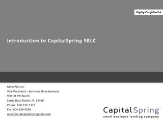 Introduction to CapitalSpring SBLC