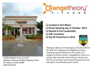 Located in Fort Myers Grand Opening was in October 2013 Started in Fort Lauderdale 218+ Locations Top 20 Franchise