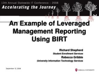 An Example of Leveraged Management Reporting Using BIRT