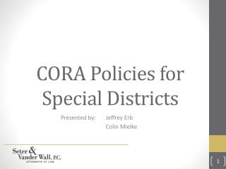 CORA Policies for Special Districts